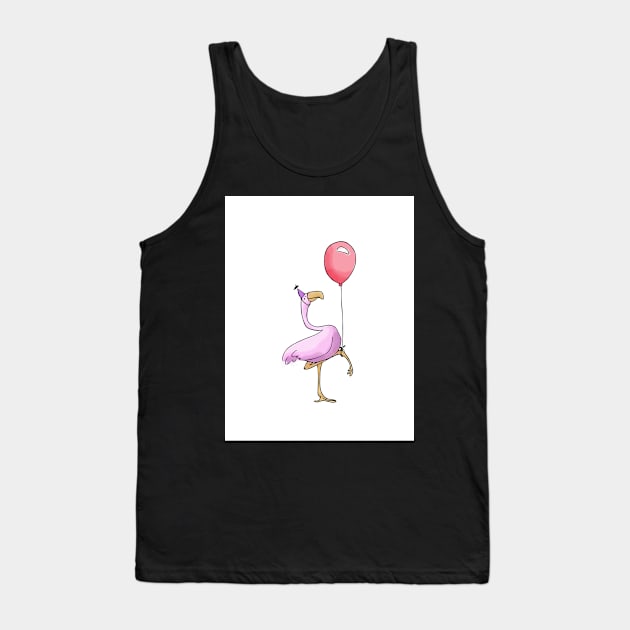 Flamingo with Balloon - Happy Birthday Tank Top by trippyart